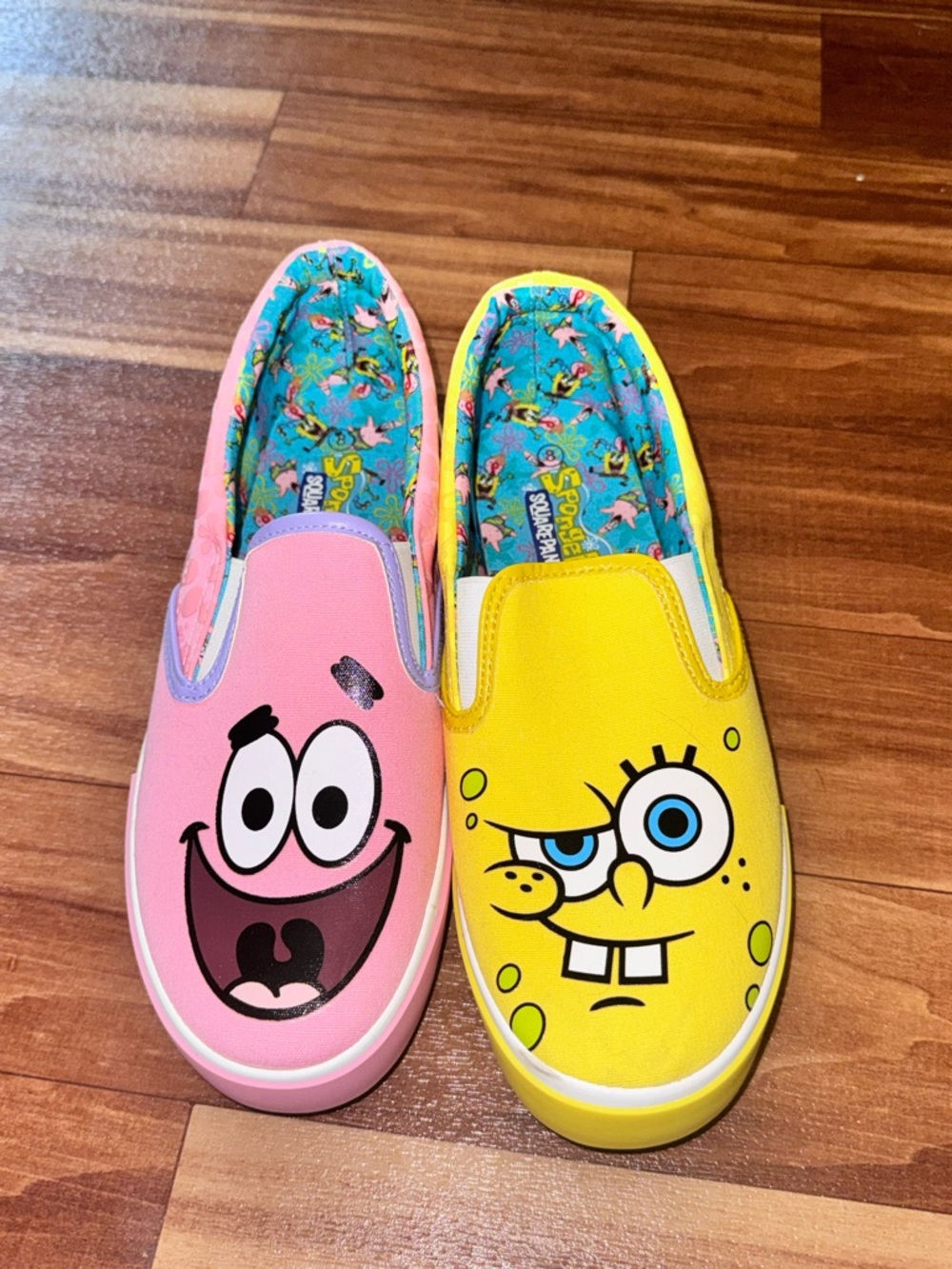 SpongeBob Squarepants Pink Patrick & Yellow SpongeBob slip on shoes